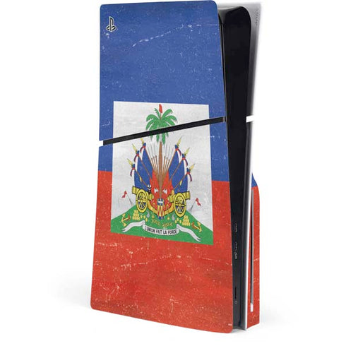 Haiti Flag Distressed PS5 Slim Disk Console Skin
